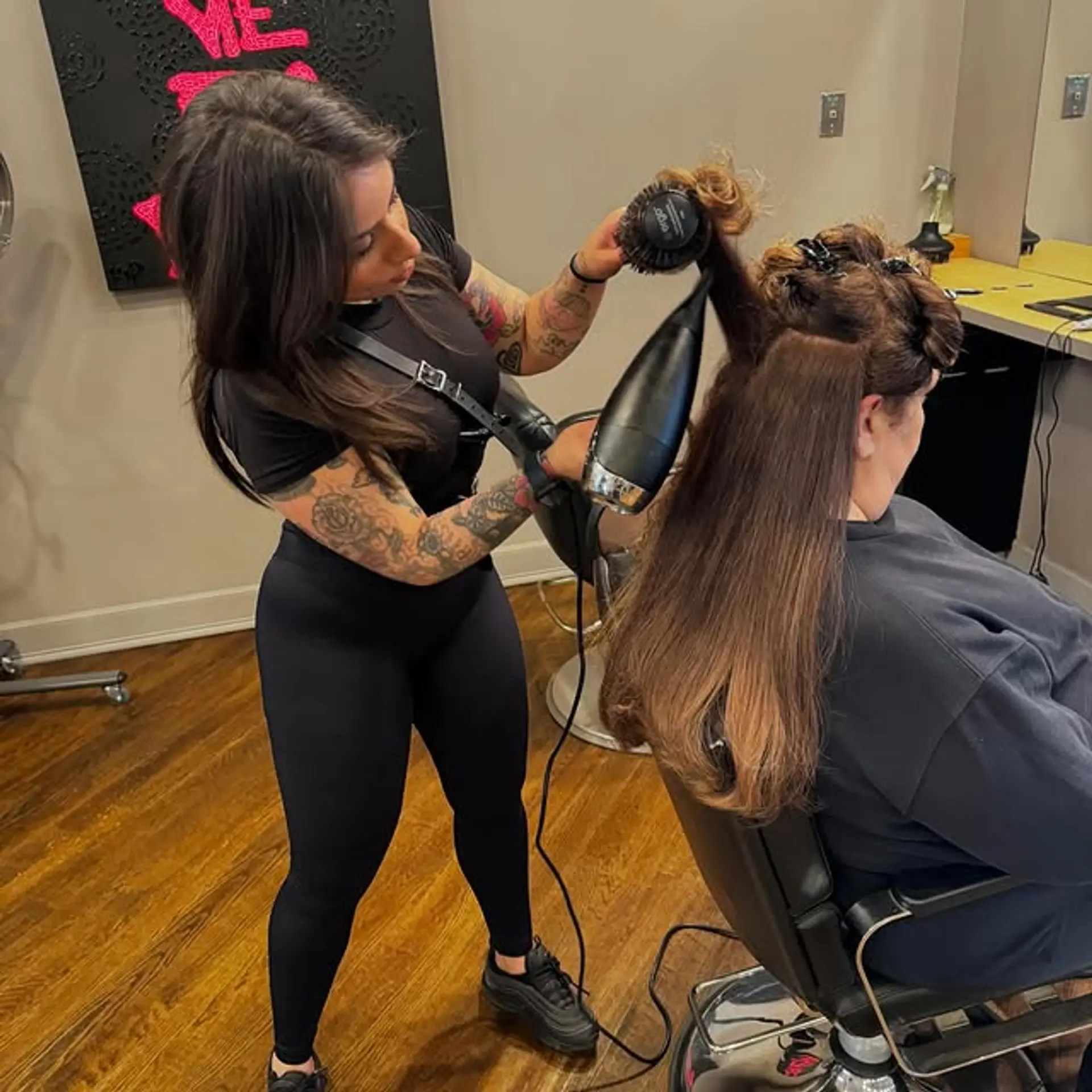 Long layered hairstyle with a smooth, voluminous blowout. 1