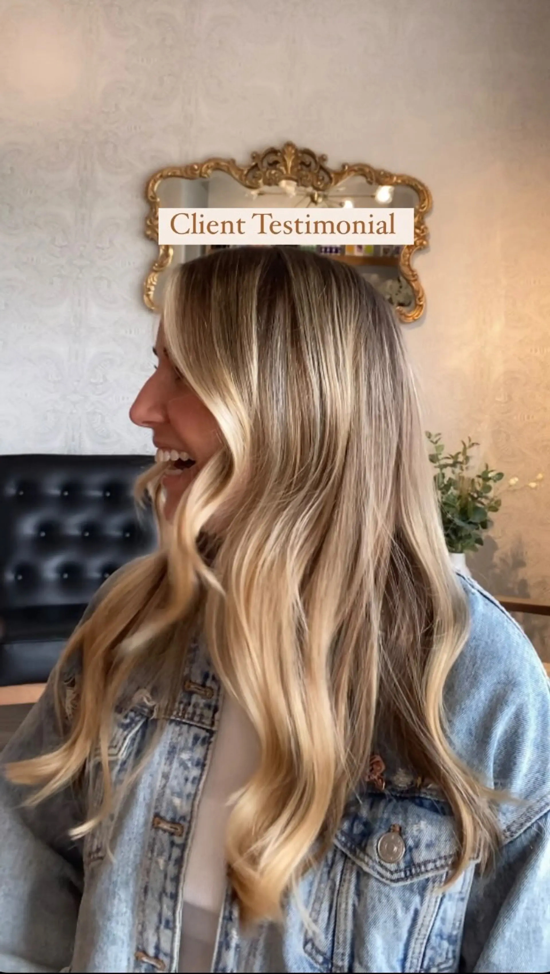 Long dimensional blonde hair styled with soft, cascading waves and bright face-framing highlights. 1