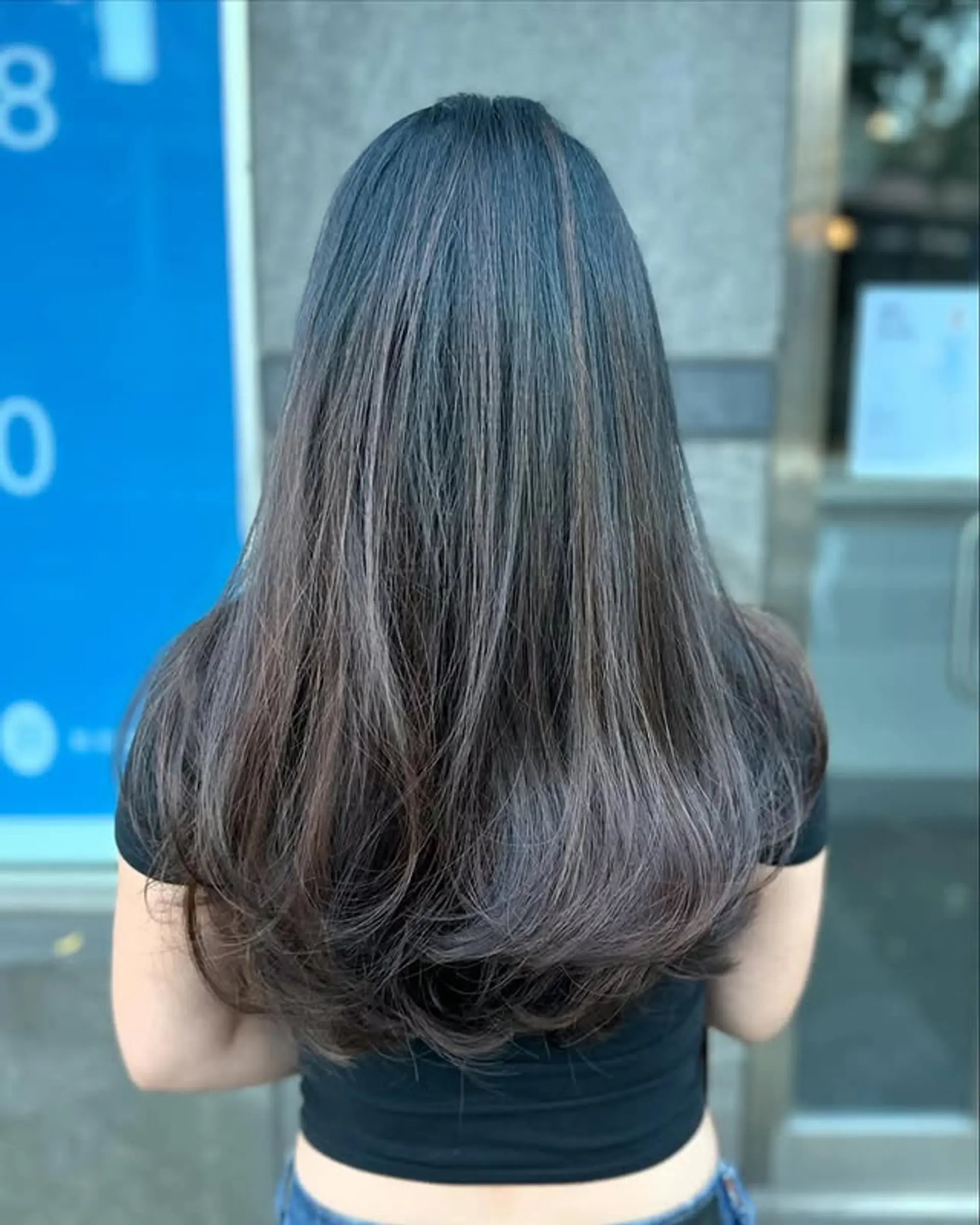 Long layered hairstyle with subtle balayage highlights. 1