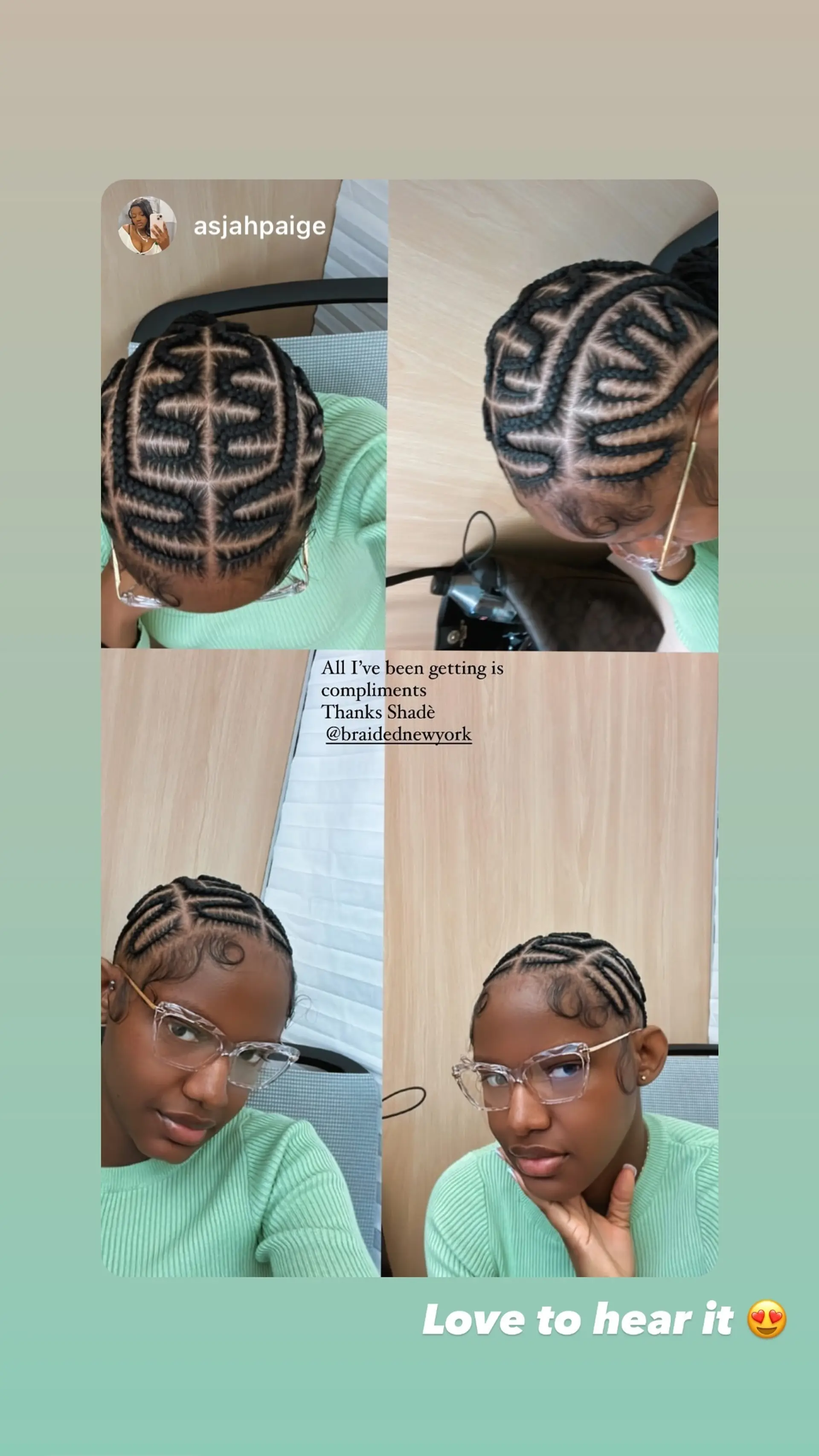 A trendy short stitch braid hairstyle featuring a unique geometric pattern. 1