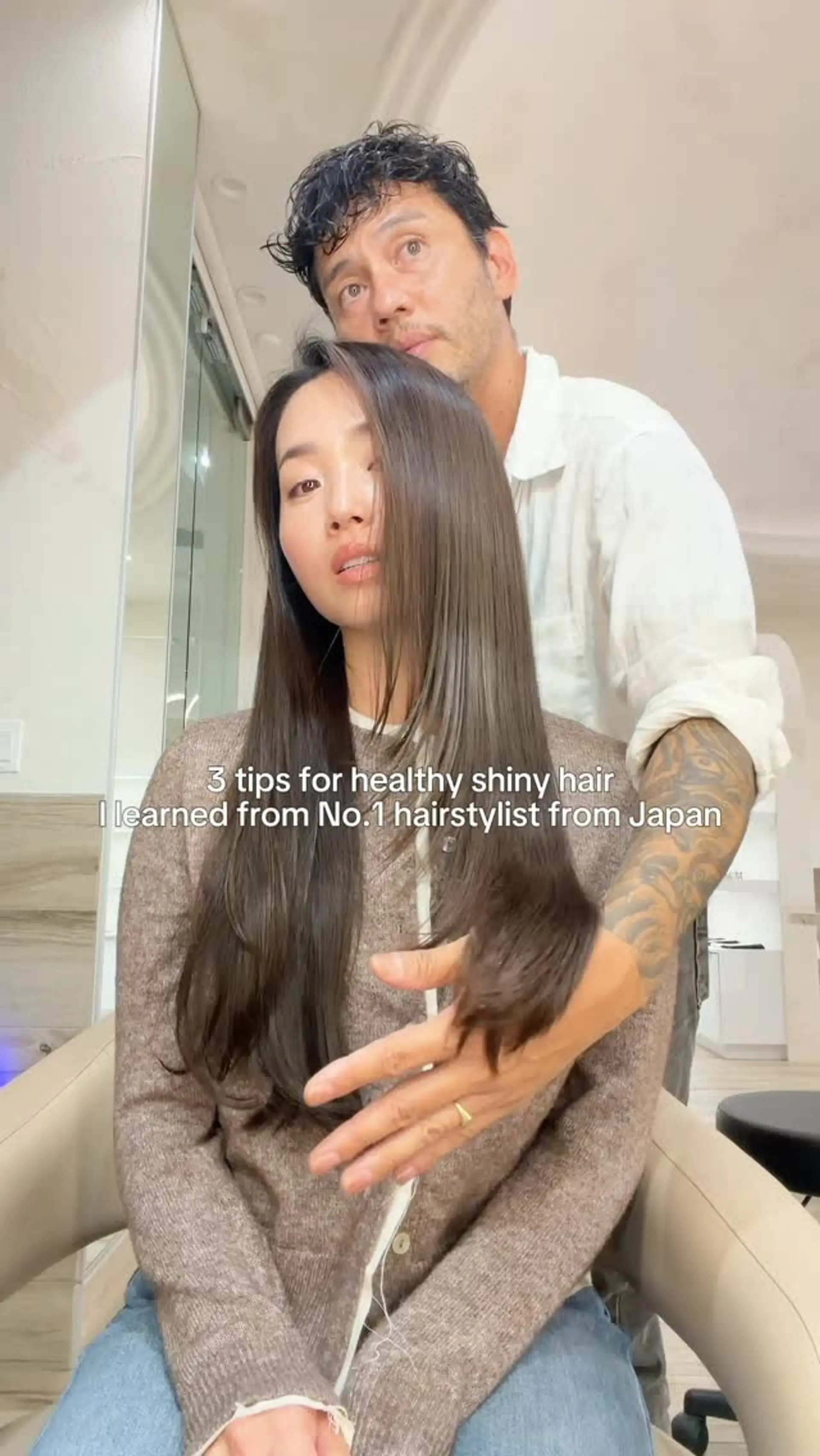 Ultra-sleek, long straight hair with smooth ends and a glossy, healthy shine. 1