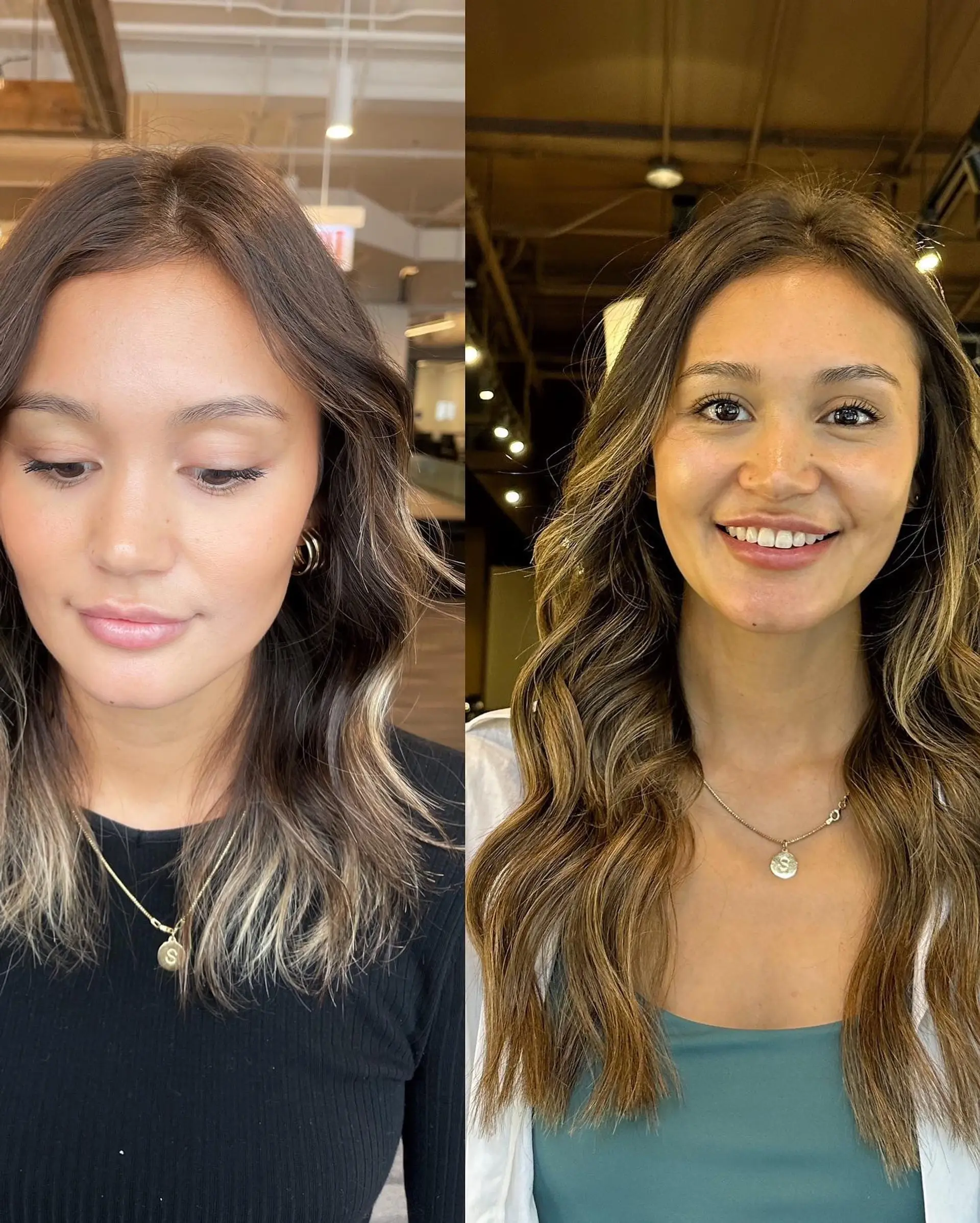 Long, layered wavy hair with a bronde balayage. 3