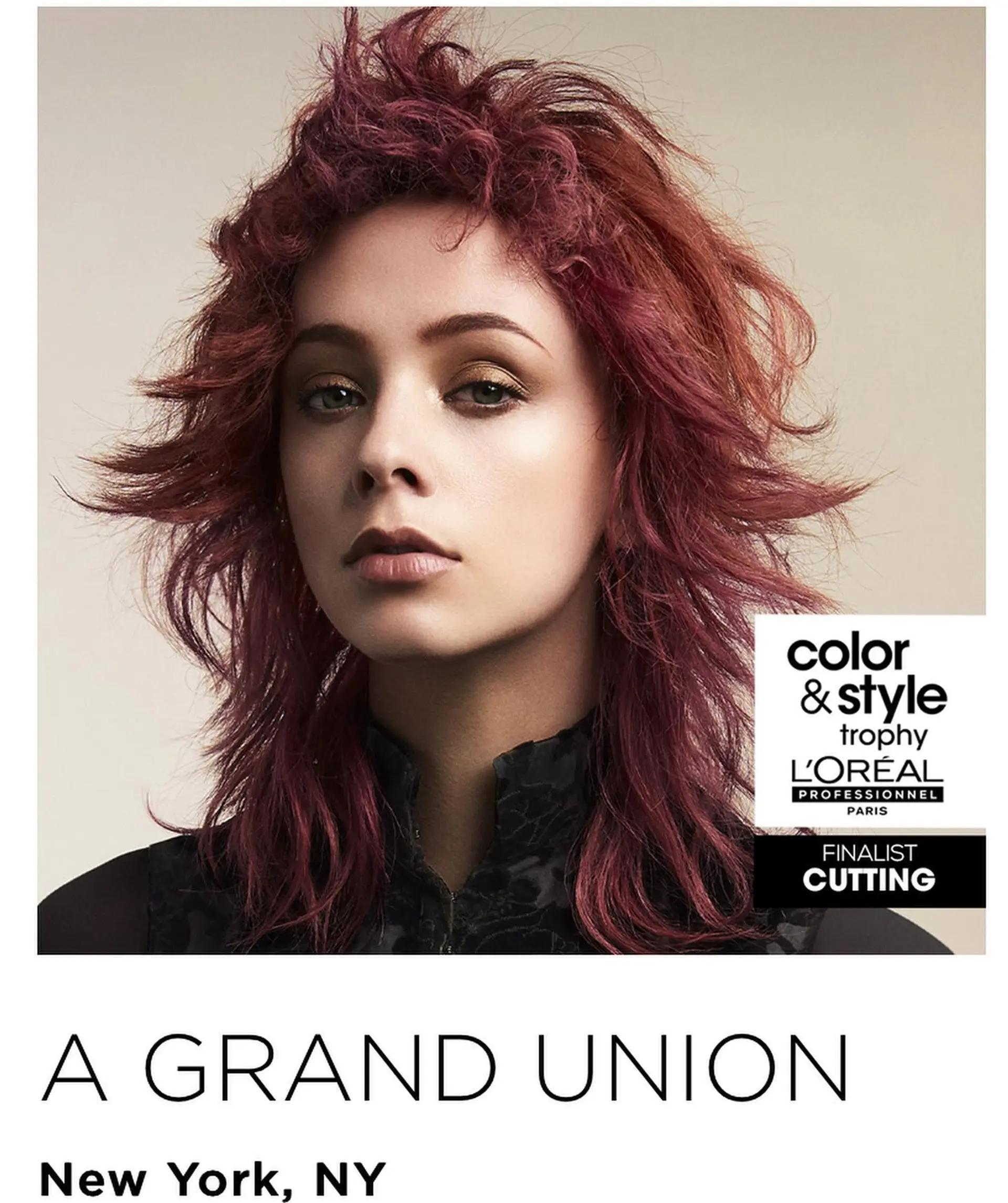 A heavily layered, feathered medium-length shag with outward-flicked ends and crimped texture in a vibrant burgundy hue. 1