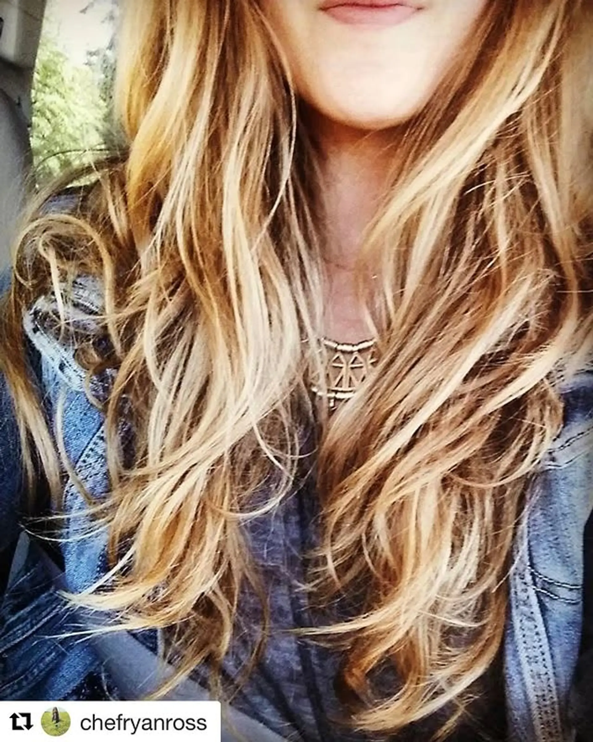 Long, beachy waves with a golden blonde balayage. 1