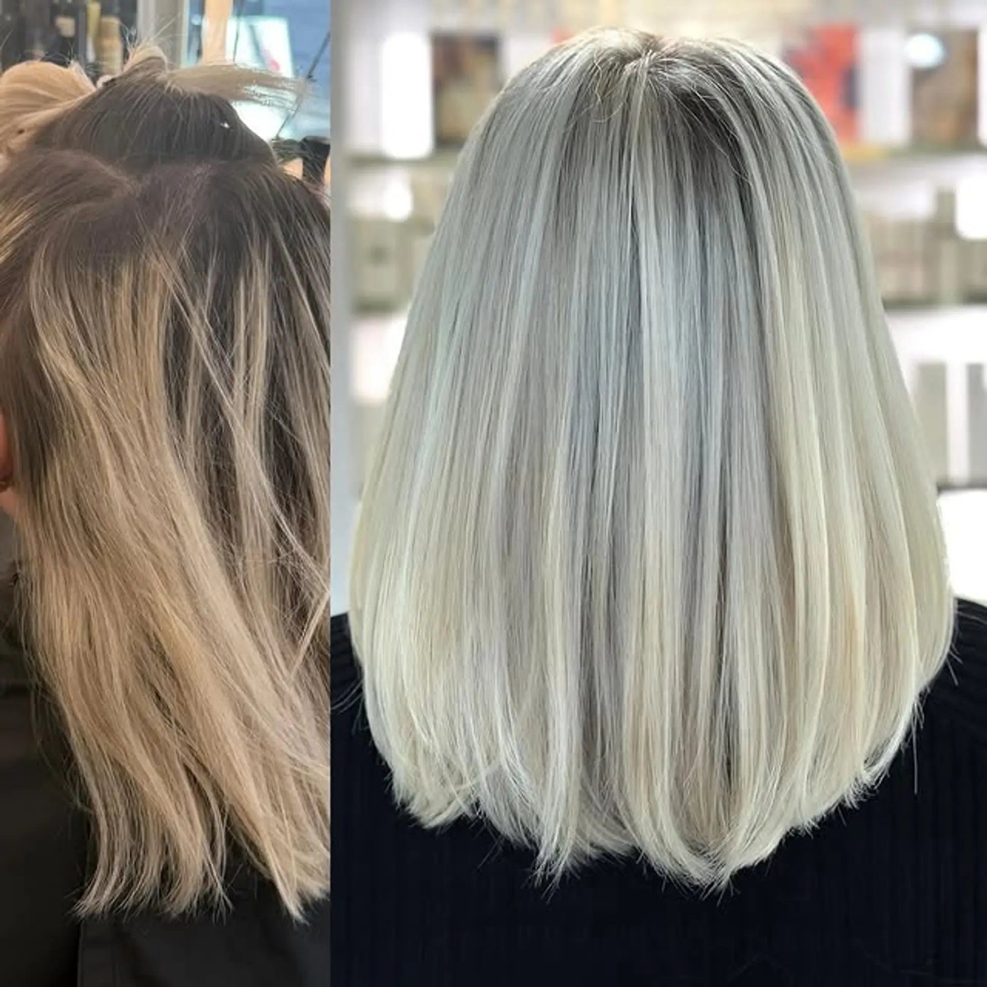 A sleek, cool-toned lob with a shadow root. 1