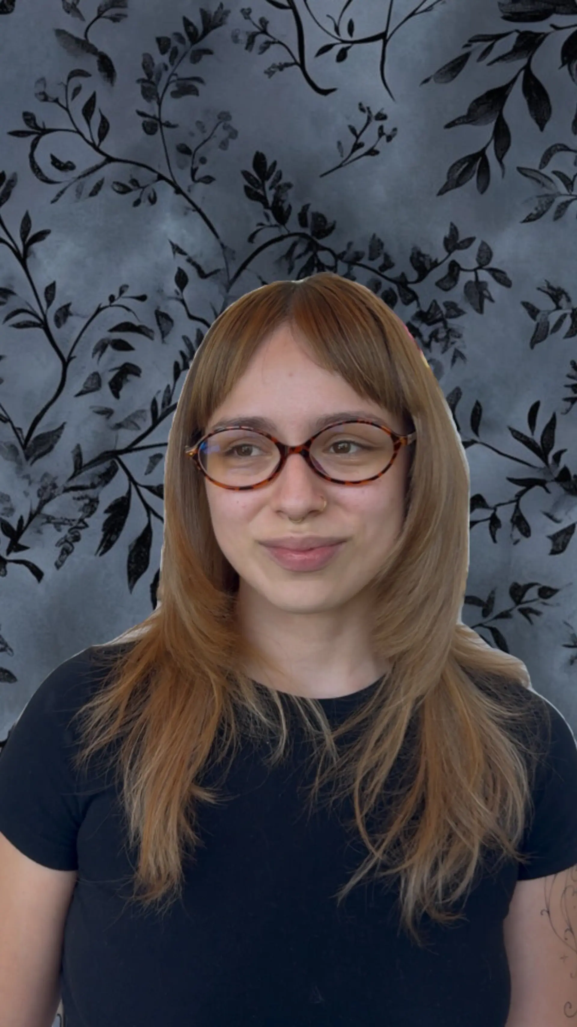 Long straight honey blonde haircut with soft face-framing layers and baby bangs. 1