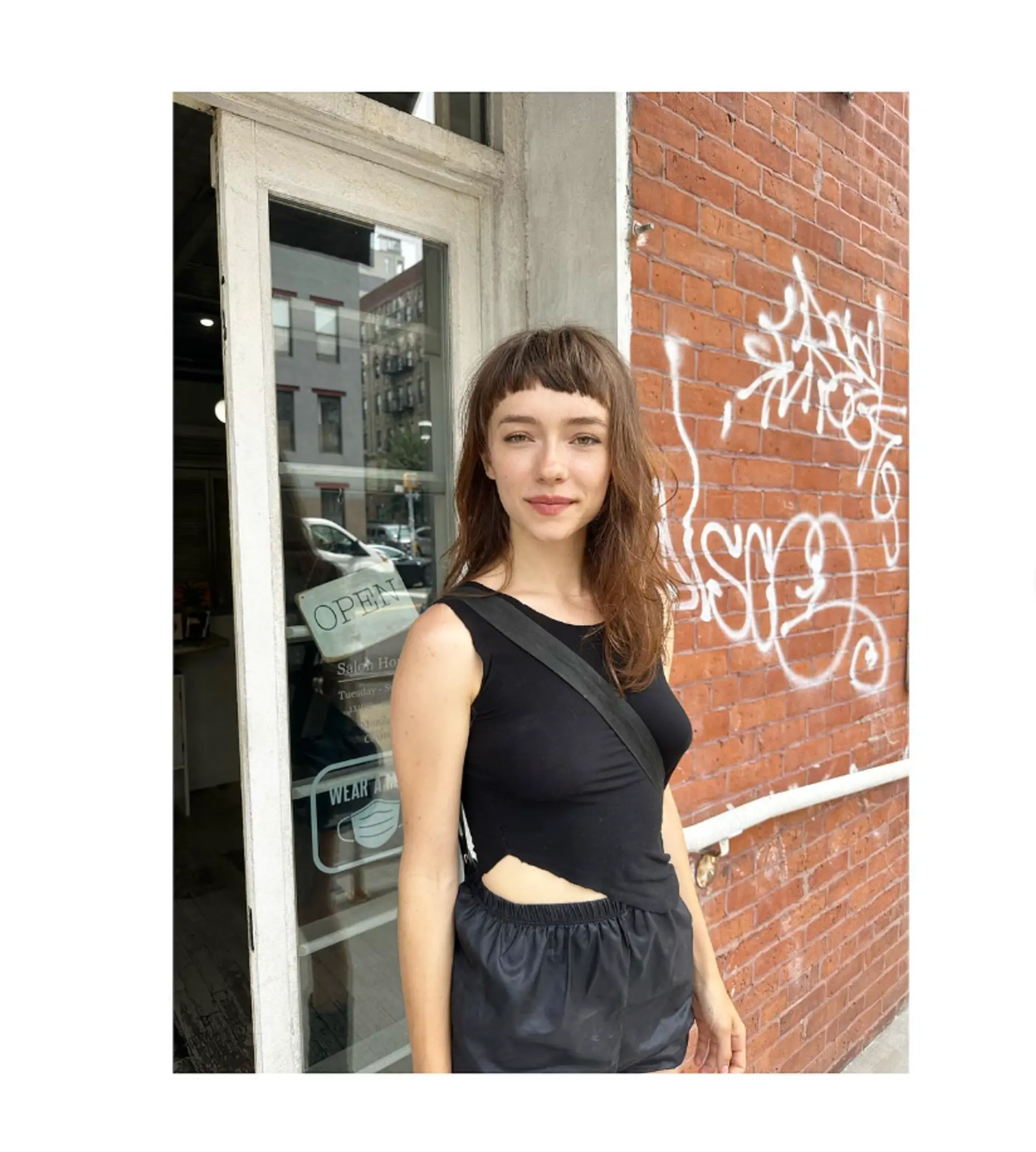 A wavy bob with short, eyebrow-revealing baby bangs. 1