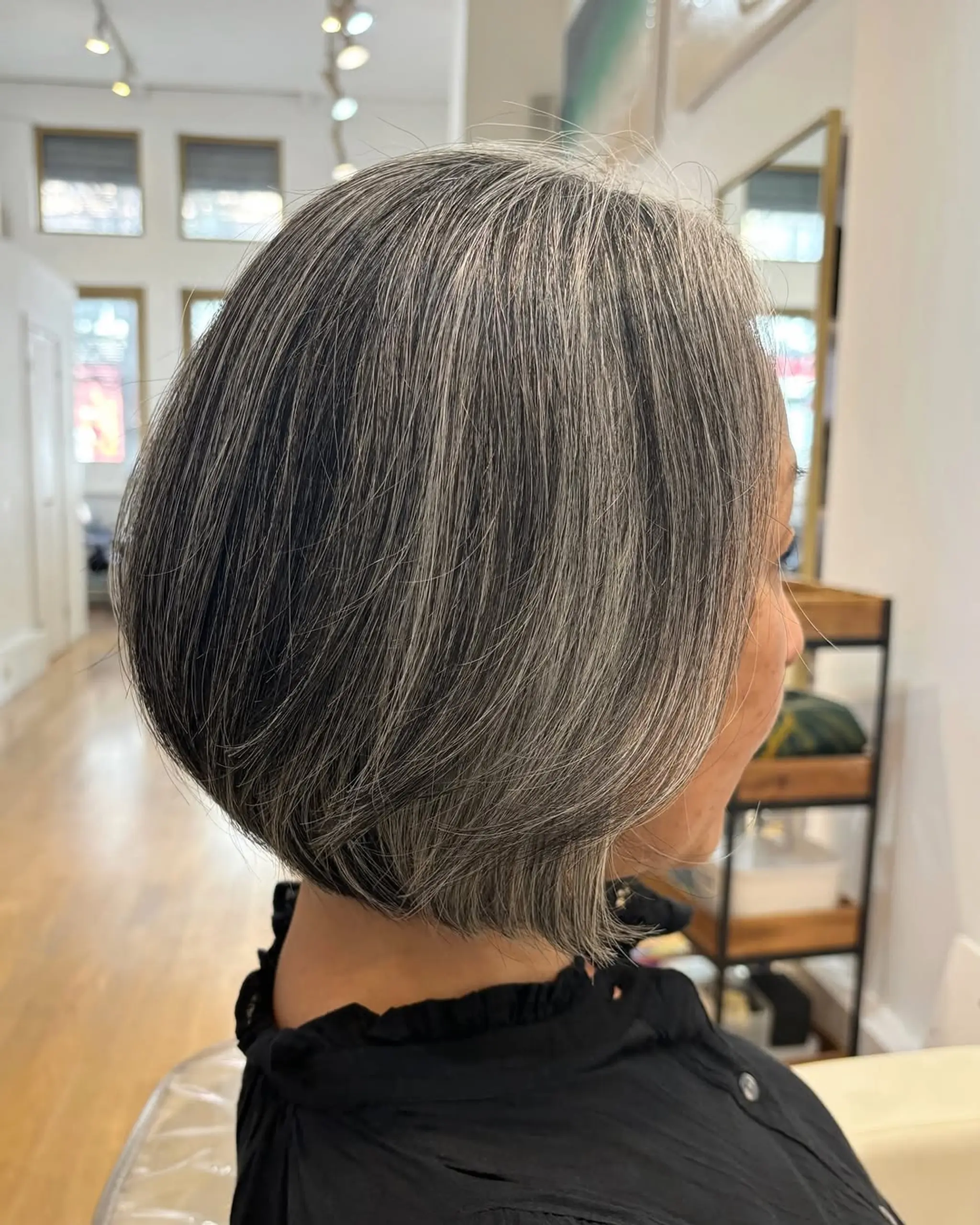 A classic stacked bob with textured layers for added volume and shape.