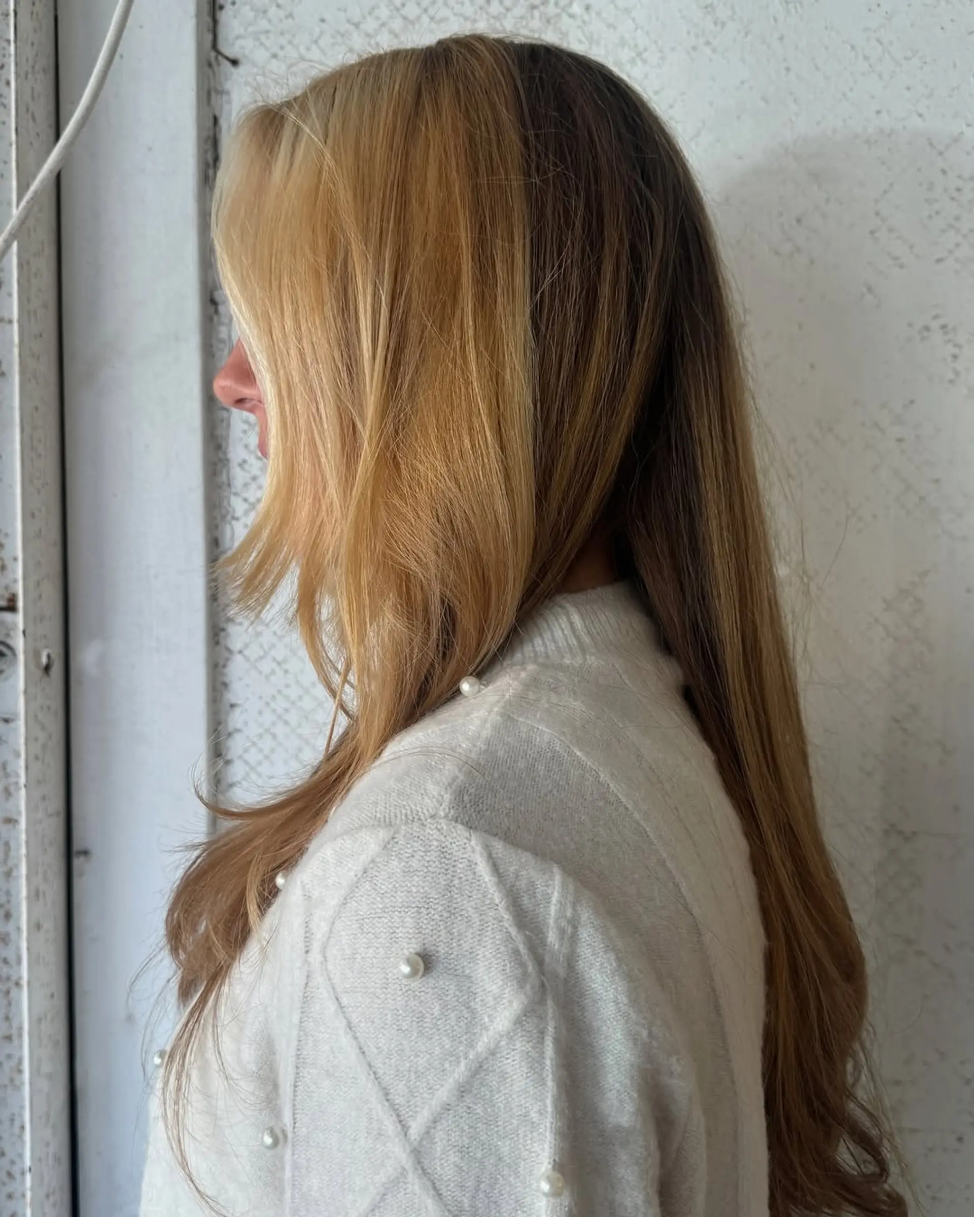 Long, straight hair with natural blonde and light brown tones, featuring soft layers and subtle highlights. 3