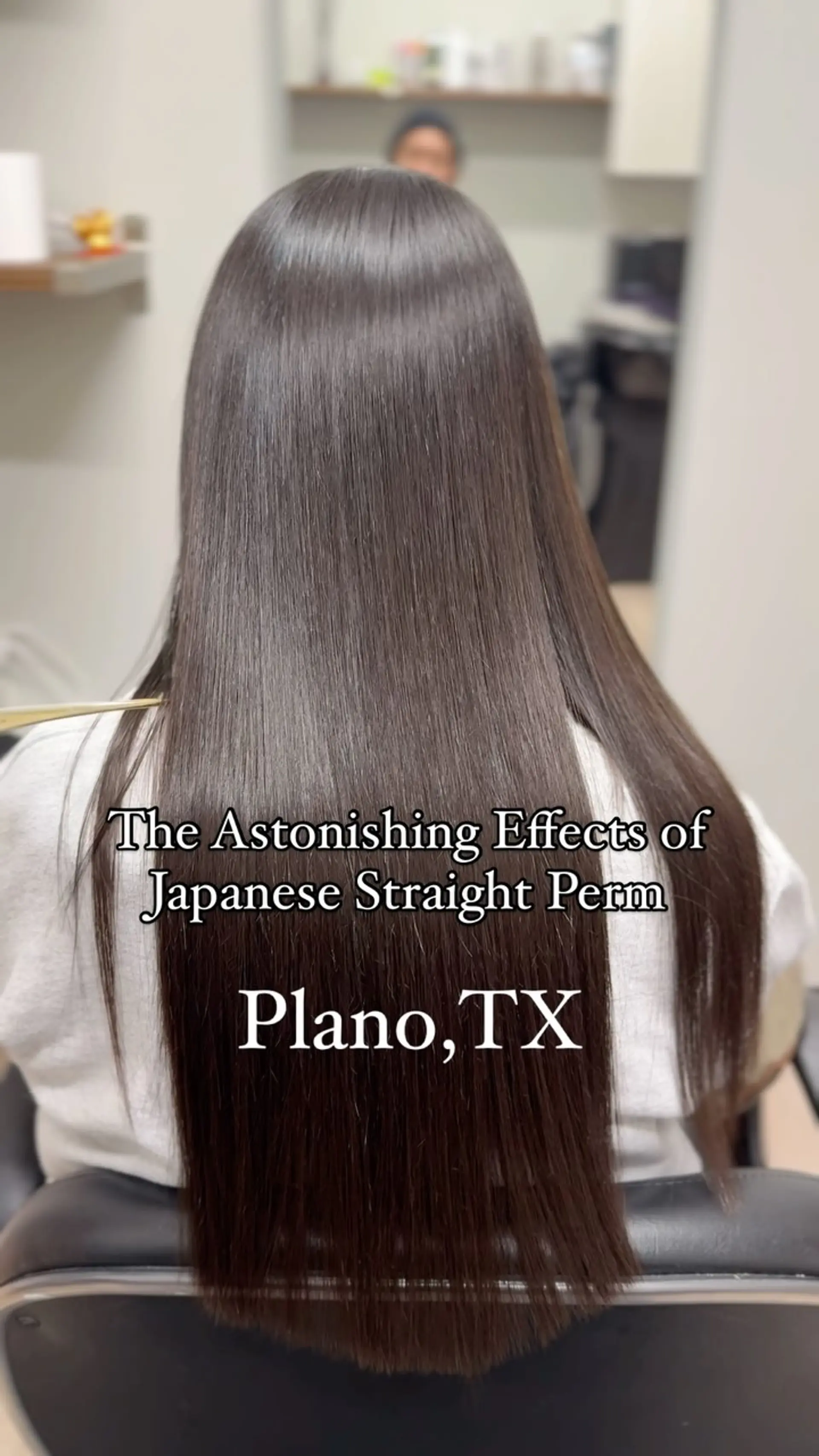 Ultra-sleek, glossy pin-straight long hair with a radiant shine. 1