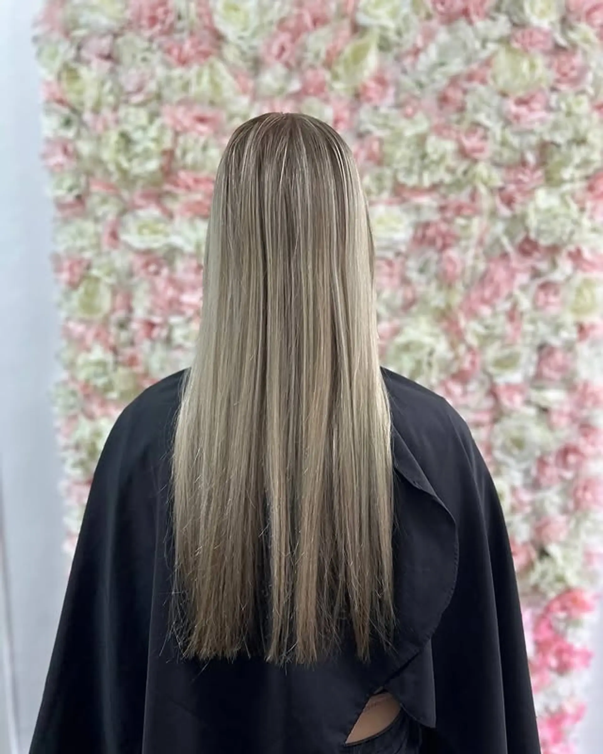 Long layered straight hair with a balayage effect. 1