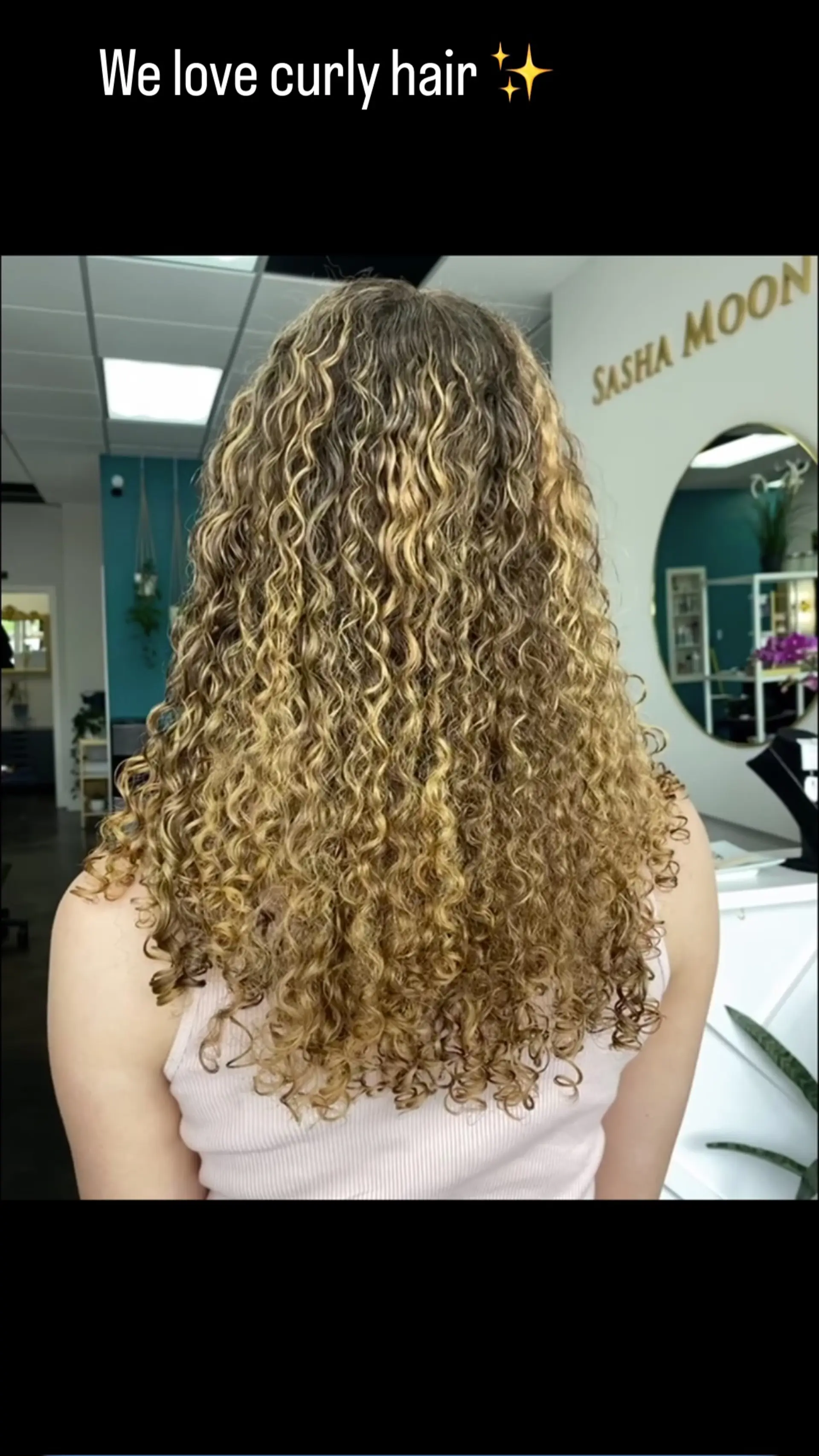 Long cascading ringlet curls with golden blonde highlights throughout. 1