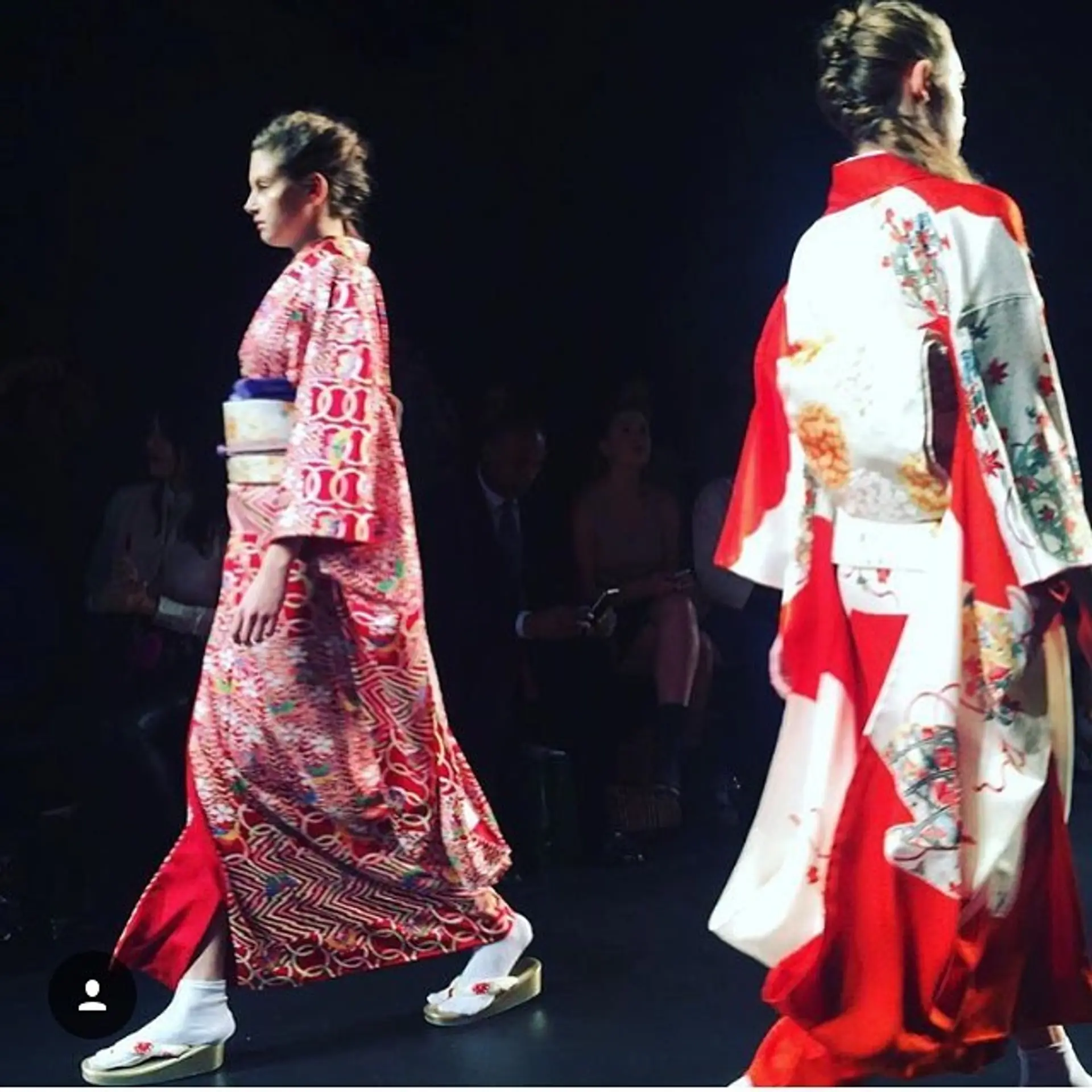 Intricate updo with sleek, straightened hair pulled back combined with a voluminous top crown, cascading into free-flowing waves. Styling done by the Room hair team for the NYFW, Hiromiasai show.  4