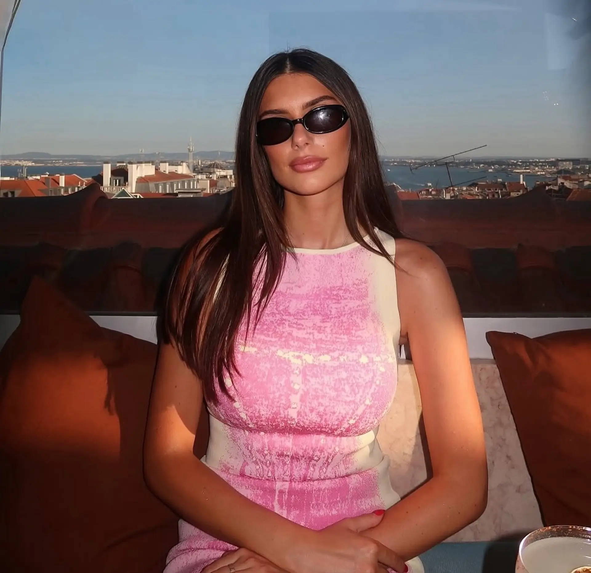 Long, straight brunette hair with subtle layering for added movement. 1