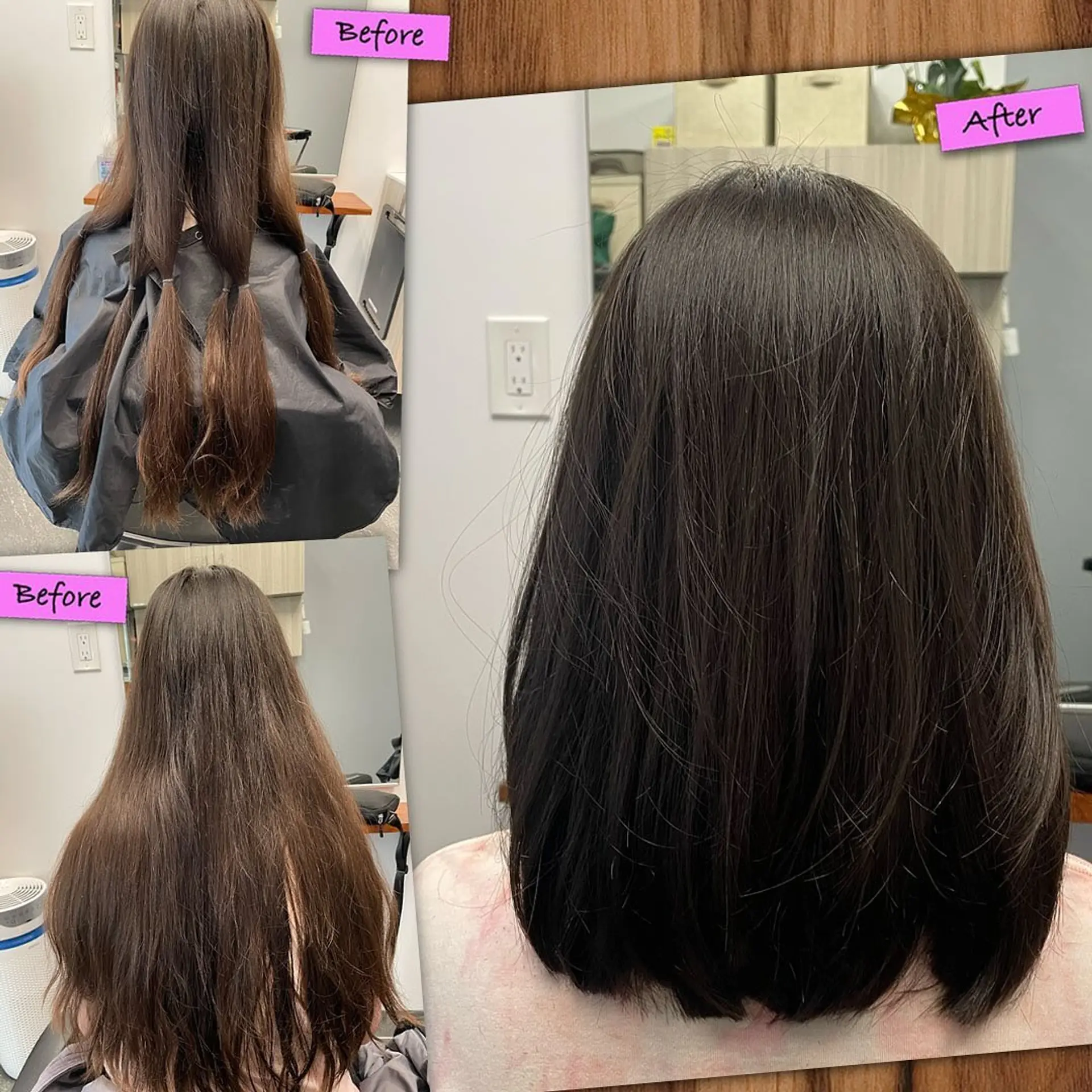 A sleek shoulder-length long bob with subtle layering and softly curved ends. 1