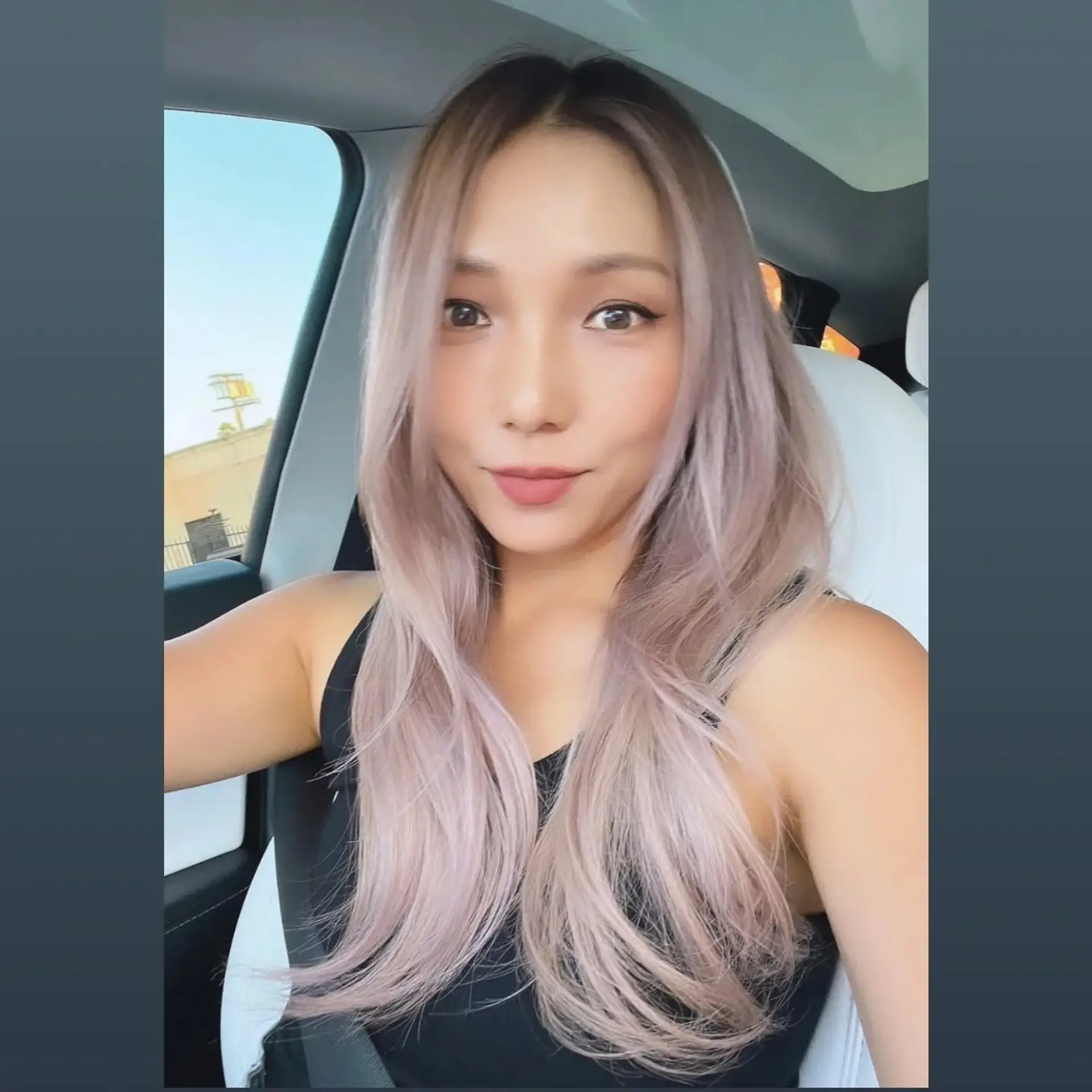 Long, straight hair styled in loose waves with a beautiful dusty rose ombre. 1