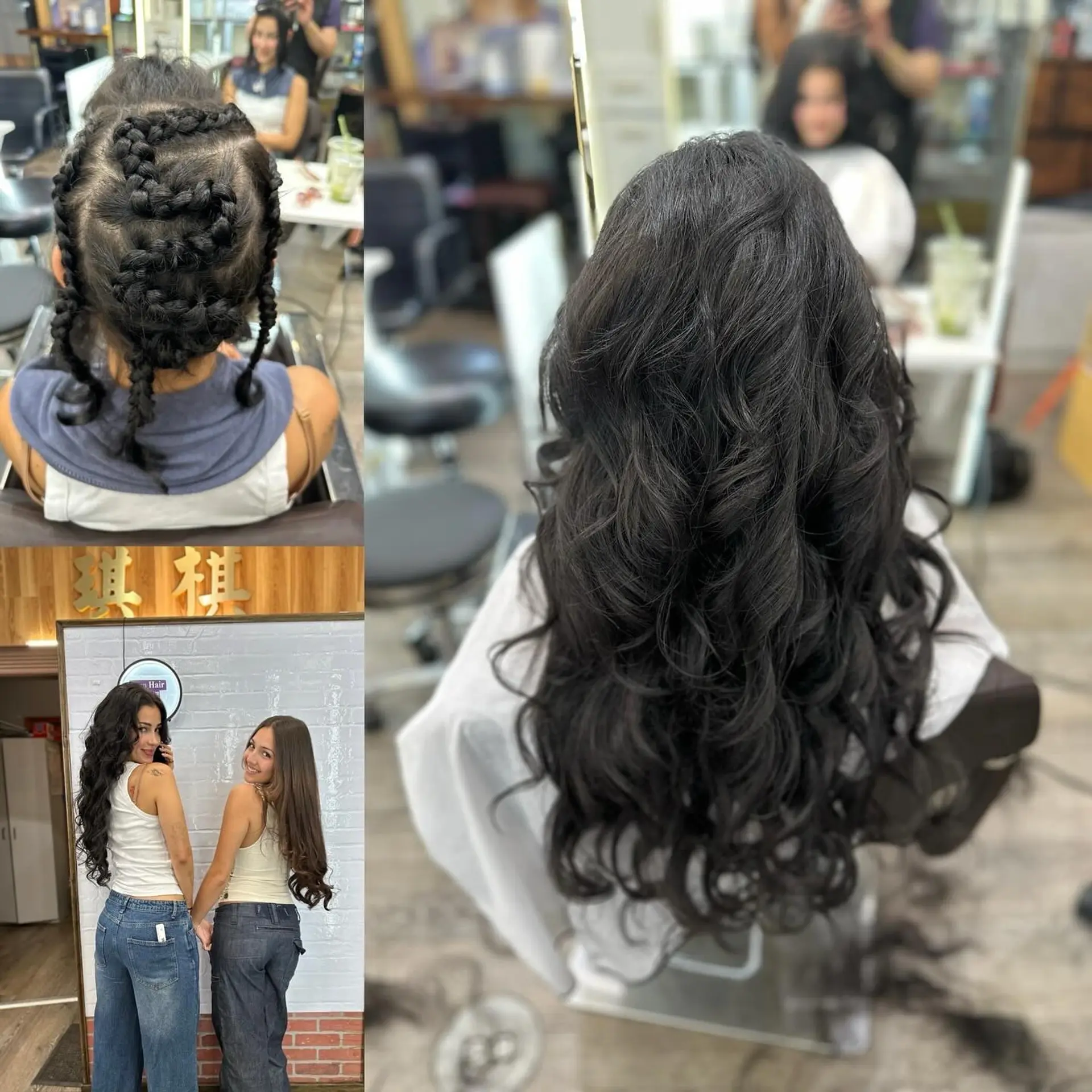 A long, voluminous dark brown haircut finished with defined, bouncy curls and layers. 1