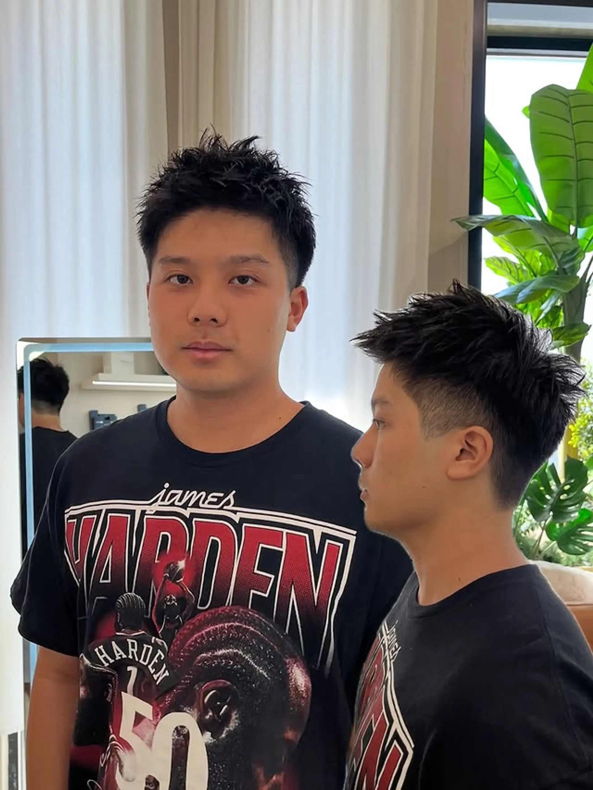 A textured, spiky quiff with faded sides. 1